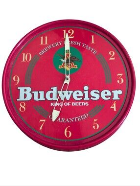 Vintage 1980s Budweiser Advertising Clock. TESTED WORKING